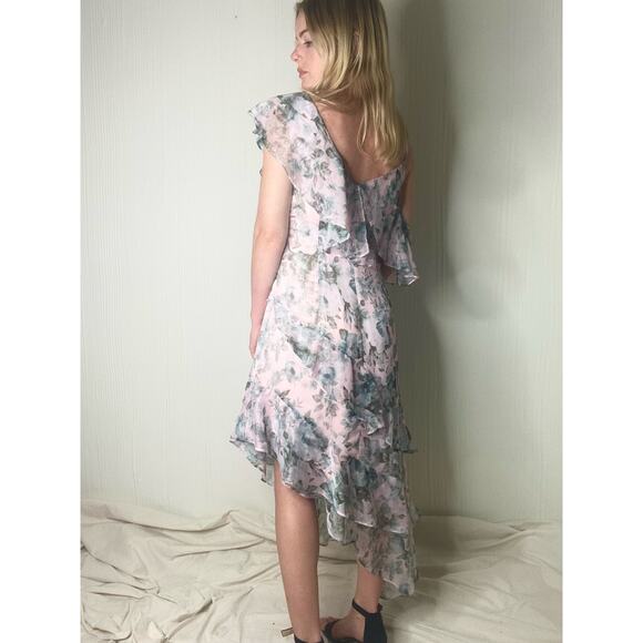 KEEPSAKE Sweet Love Chiffon Ruffle Asymmetrical Midi Dress US MEDIUM NWT - Picture 6 of 16